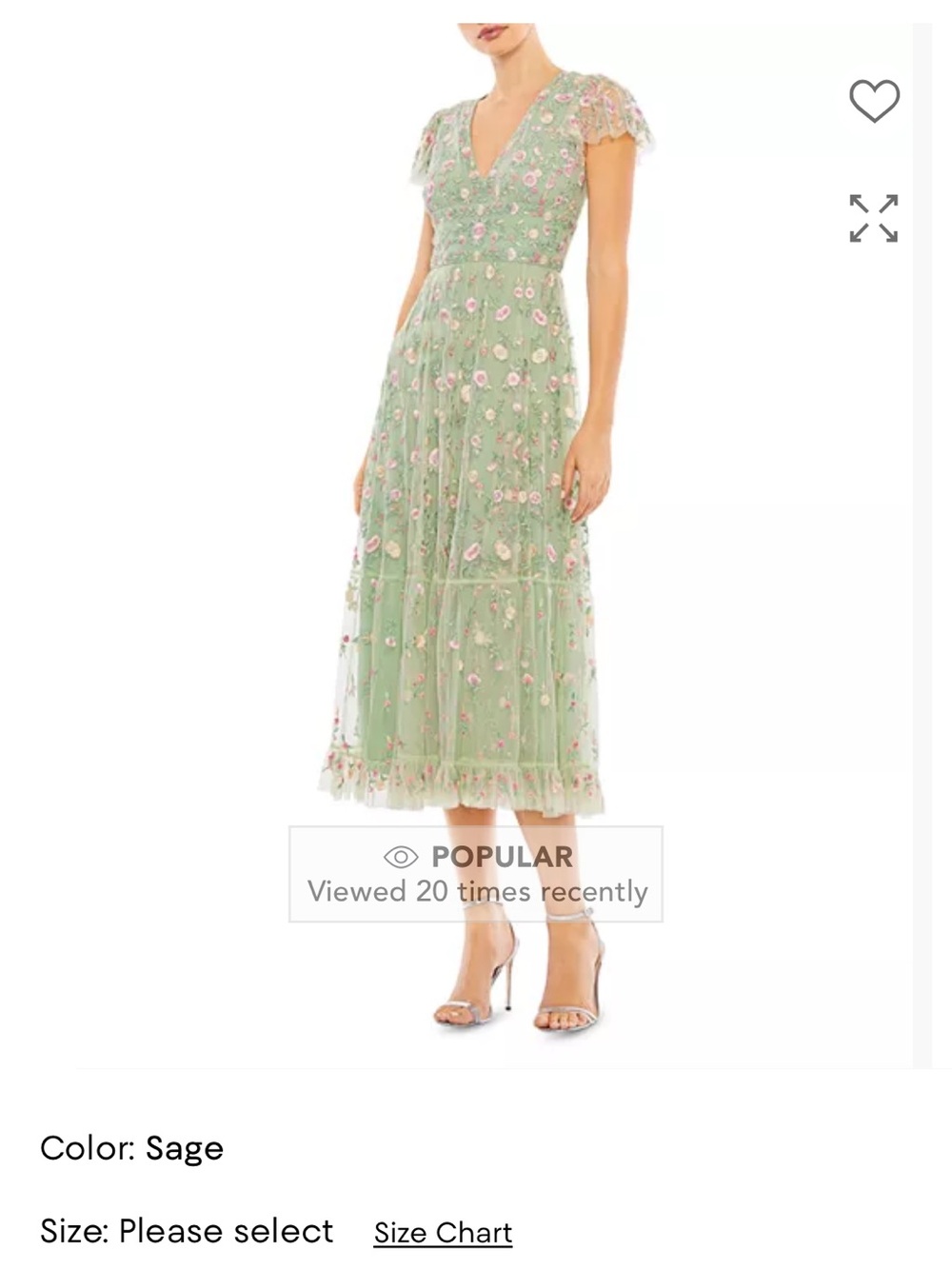 Mac Duggal Sage Floral Embroidered Maxi Dress